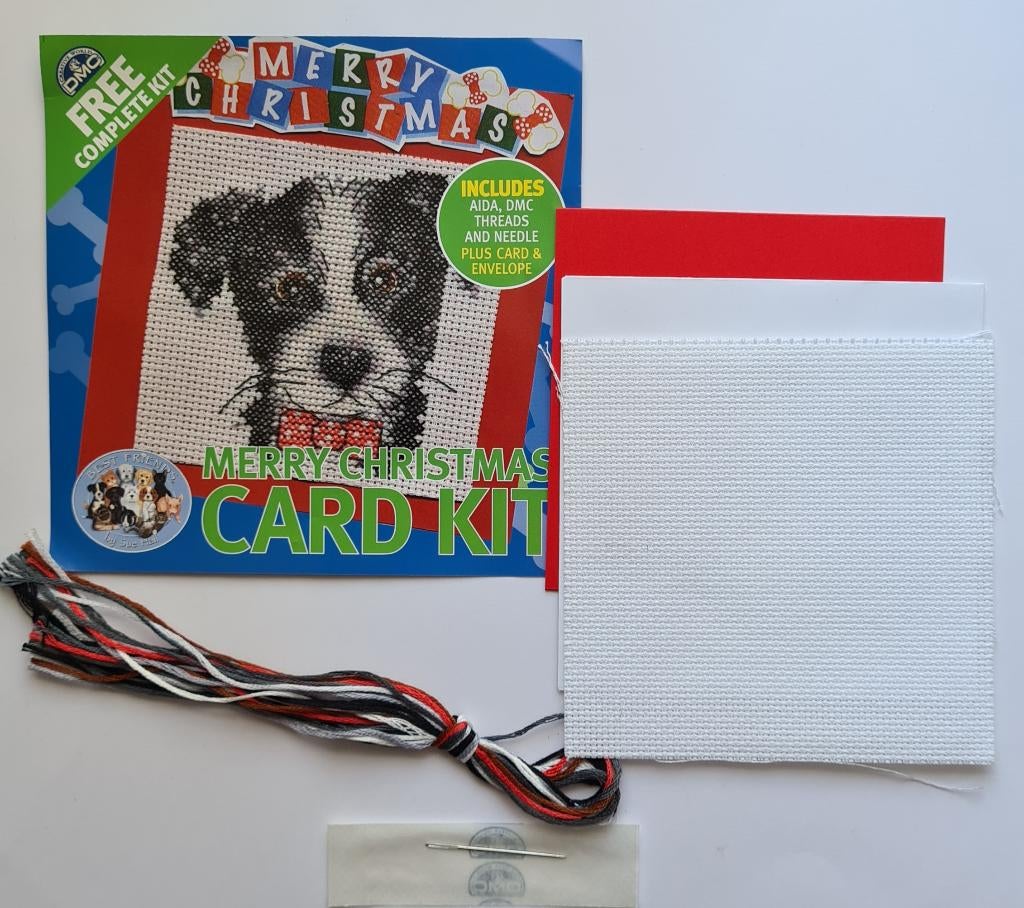 Hondje Kerstkaart borduurpakketje, Ophalen, Nieuw, Handborduren, Borduurpakket