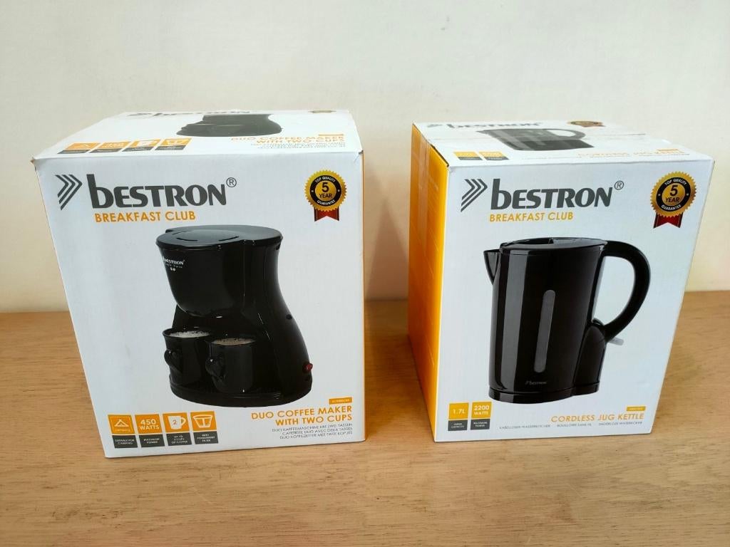 Bestron koffieapparaat en waterkoker, Witgoed en Apparatuur, Waterkokers, 1 tot 2 liter, Nieuw, Ophalen of Verzenden, Bestron