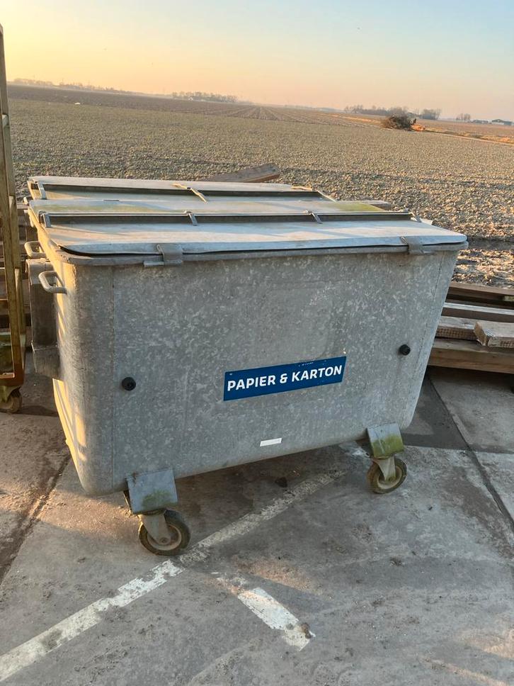 Afvalcontainer 1100 staal, Huis en Inrichting, Woonaccessoires | Prullenbakken, Gebruikt, Rvs, 75 cm of meer, 40 liter of meer