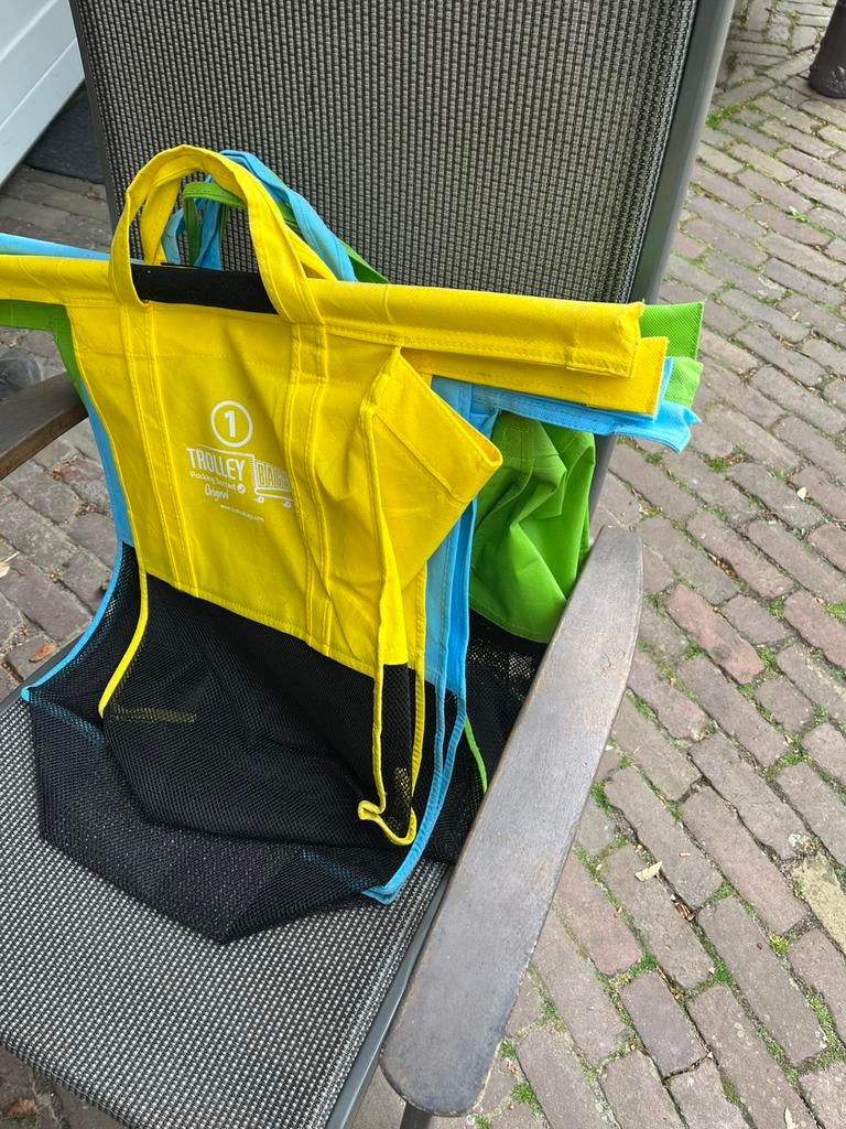 GRATIS Boodschappen tassen met klitterband 3 stuks, Ophalen, Zo goed als nieuw