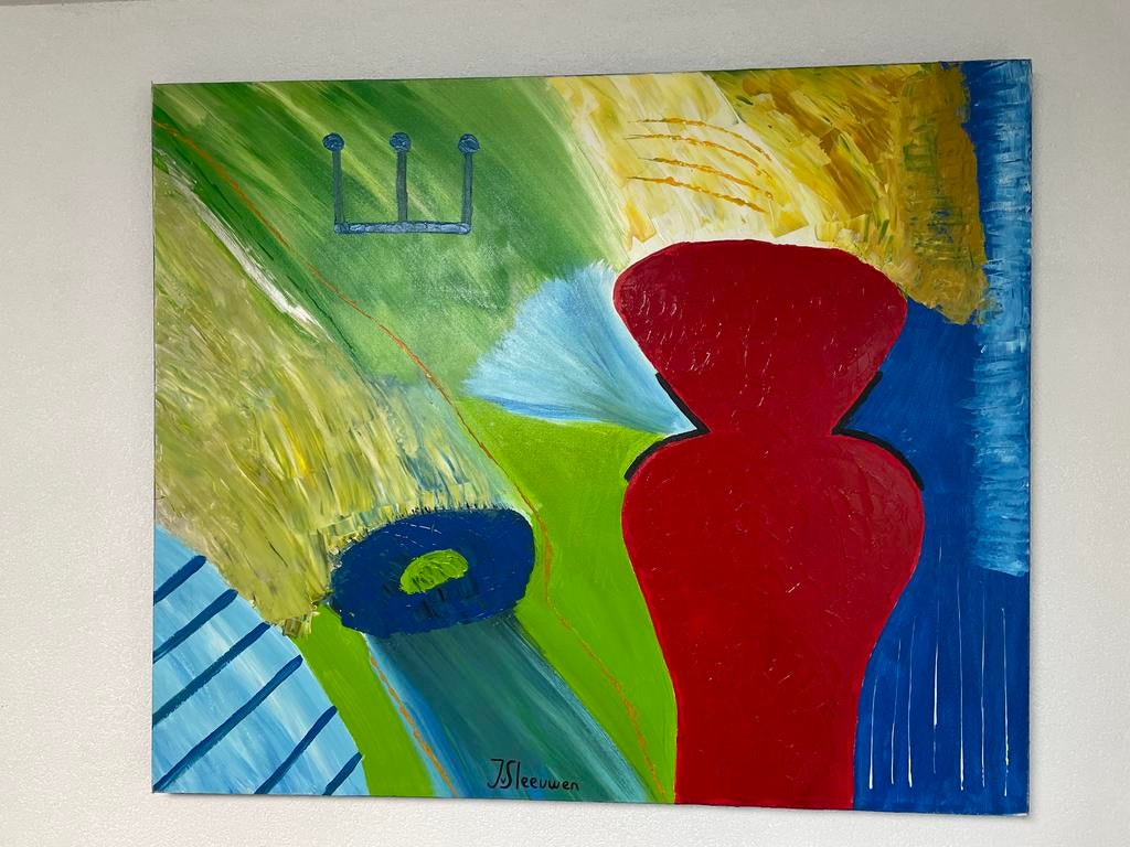 Abstract Schilderij Jessica van Sleeuwen - 120x100 cm, Antiek en Kunst, Ophalen