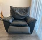 Gratis relaxstoel zwart leer met voetensteun, Huis en Inrichting, Fauteuils, Ophalen, Gebruikt, 50 tot 75 cm, Leer