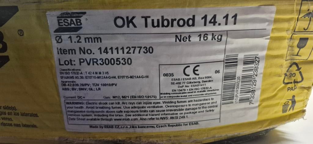 Nieuwe rol Esab gevulde lasdraad 1.2 mm, Doe-het-zelf en Verbouw, Gereedschap | Lasapparaten, Ophalen, Nieuw, Co2