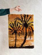 Vintage geknoopt wandkleed palmbomen,jaren 70,hkliving stijl, -, -, Ophalen of Verzenden, Zo goed als nieuw