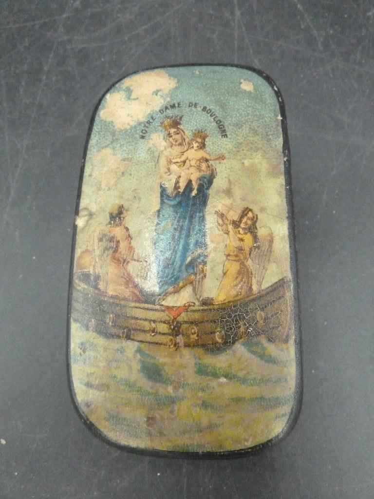 Antiek papier-maché snuifdoosje curiosa, Ophalen of Verzenden