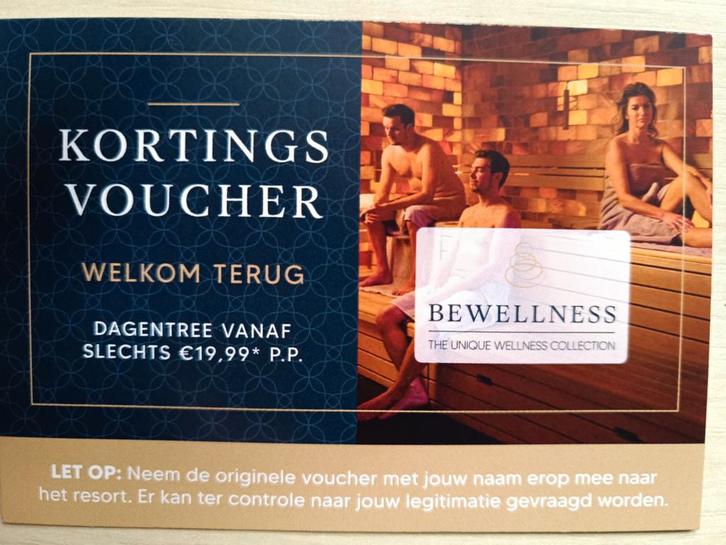 Kortingsvoucher Bewellness Barendrecht  (t/m 11 mei 2026), Tickets en Kaartjes, Kortingen en Cadeaubonnen, Twee personen, Spa of Sauna
