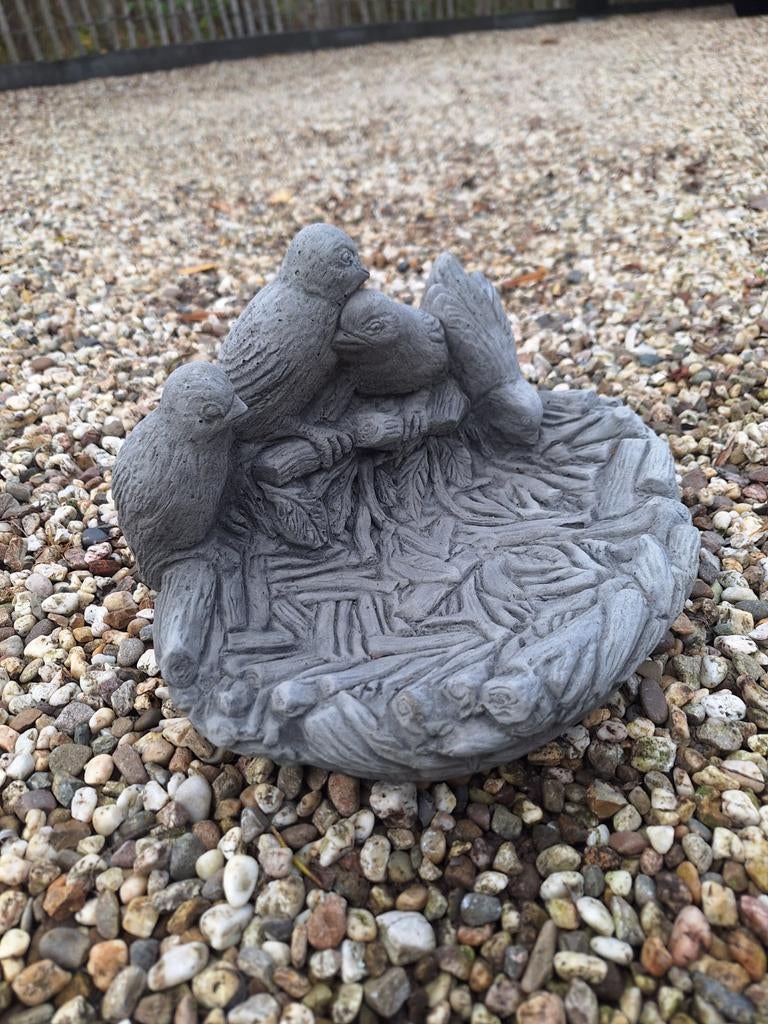Betonbeeld Drinkbakje met Vogels, Tuin en Terras, Tuinbeelden, Ophalen, Nieuw, Beton, Dierenbeeld