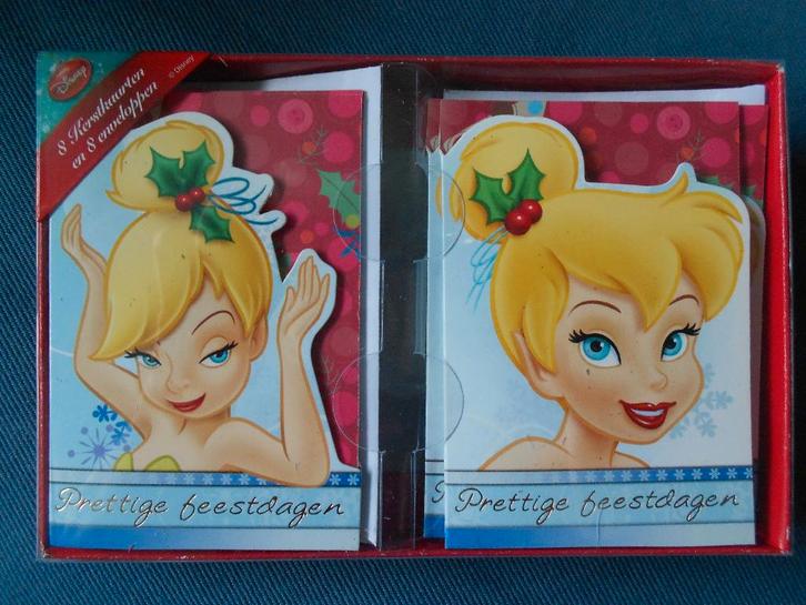 8 kleine Disney kerstkaartjes Tinkerbell, Verzamelen, Disney, Nieuw, Papier, Kaart of Schrift, Peter Pan of Pinokkio, Ophalen