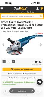 Bosch Blauw GWS 20-230 J Professional Haakse Slijper, Ophalen of Verzenden, Zo goed als nieuw, 1000 watt of meer, Haakse handslijpmachine