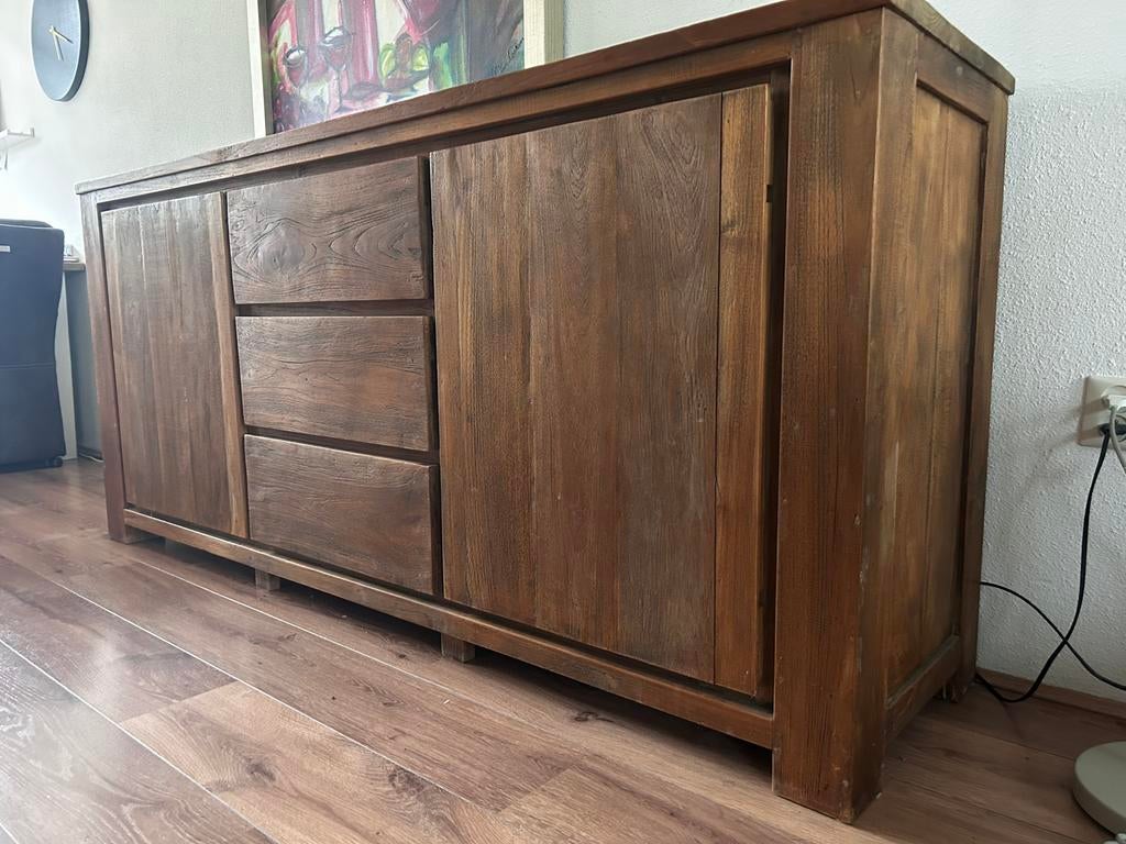 Dressoir teakhout donker bruin, Huis en Inrichting, Kasten | Dressoirs, Ophalen, Met deur(en), Teakhout, Zo goed als nieuw