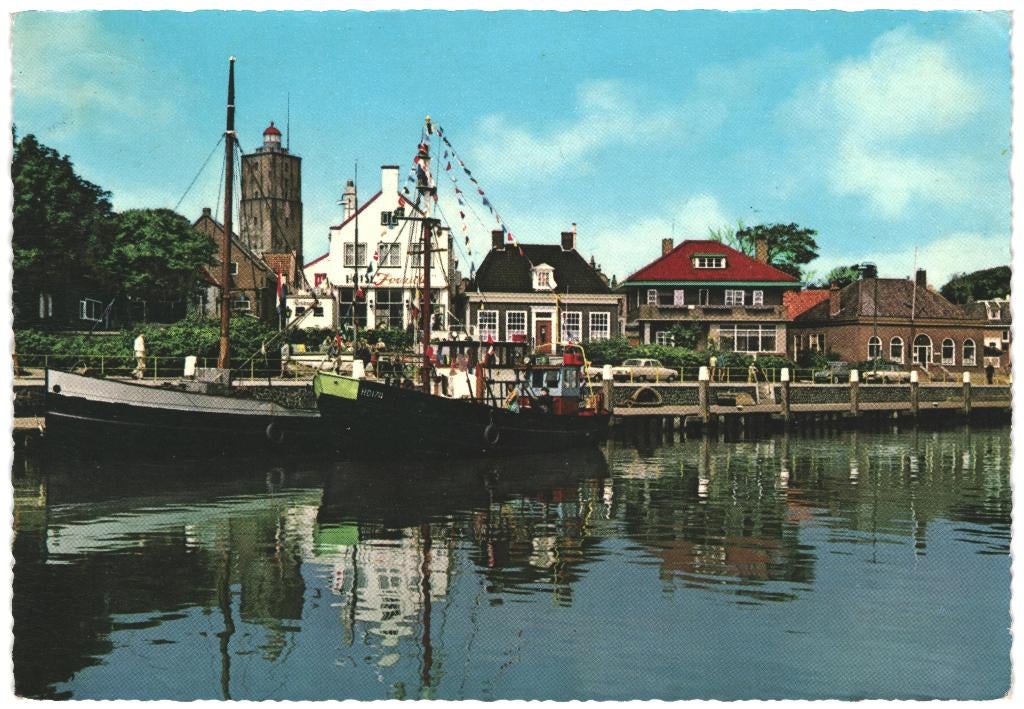 992194 Terschelling 1967 Haven .Postzegel gedeeltelijk verw, Verzamelen, Ophalen of Verzenden, 1960 tot 1980, Gelopen, Waddeneilanden