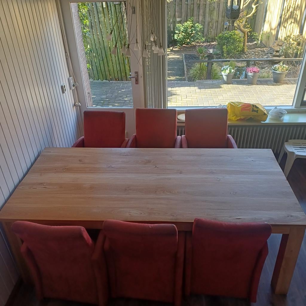 Ruime eettafel met 6 stoelen, Ophalen, Gebruikt, 4 tot 6 stoelen