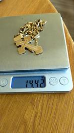 14 karaat massief gouden kruis 585 met halsketting 333, Sieraden, Tassen en Uiterlijk, Kettingen, Ophalen of Verzenden, Zo goed als nieuw