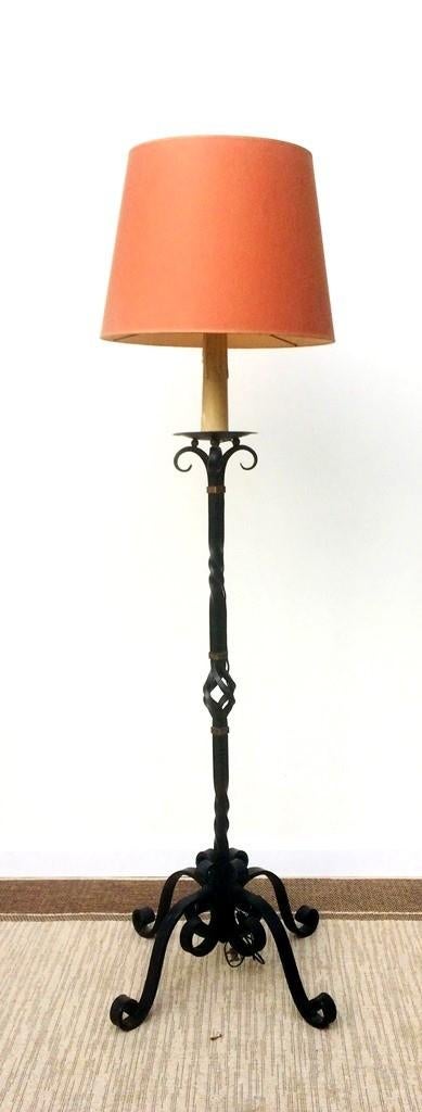 Smeedijzeren vloerlamp * jaren 50 * Vintage * Staanlamp, Ophalen of Verzenden, Gebruikt, Stof, 150 tot 200 cm