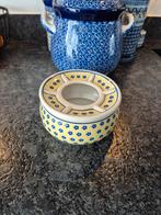 Bunzlau grote Stoof voor theepot geel met blauwe bloemetjes, Keramiek, Overige typen, Ophalen of Verzenden, Zo goed als nieuw