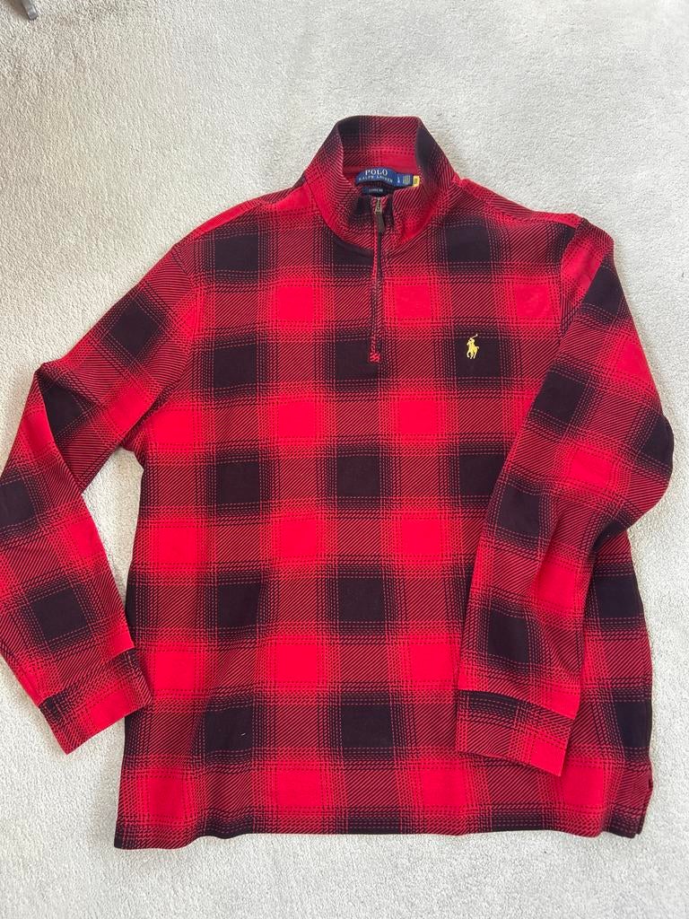 Polo Ralph Lauren Trui Rood Zwart Geruit Maat L, Ophalen of Verzenden, Zo goed als nieuw, Maat 52/54 (L), Rood