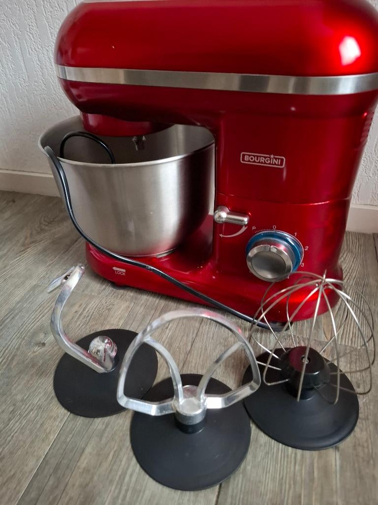Bourgini Keukenmixer Classic Kitchen Chef Rood, 4 liter of meer, Ophalen, Zo goed als nieuw, 3 snelheden of meer