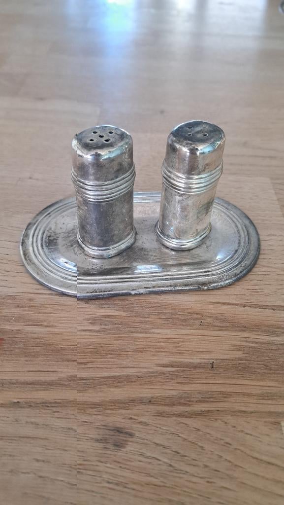 Verzilverd peper en zout stelletje, Antiek en Kunst, Ophalen of Verzenden