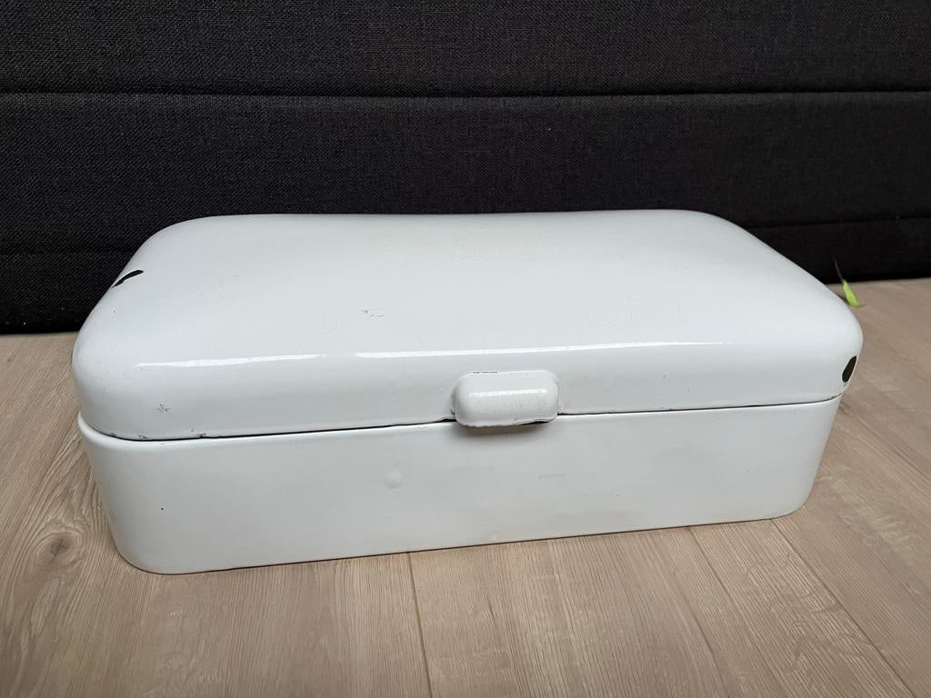 Vintage witte emaille broodtrommel, Antiek en Kunst, Antiek | Emaille, Ophalen