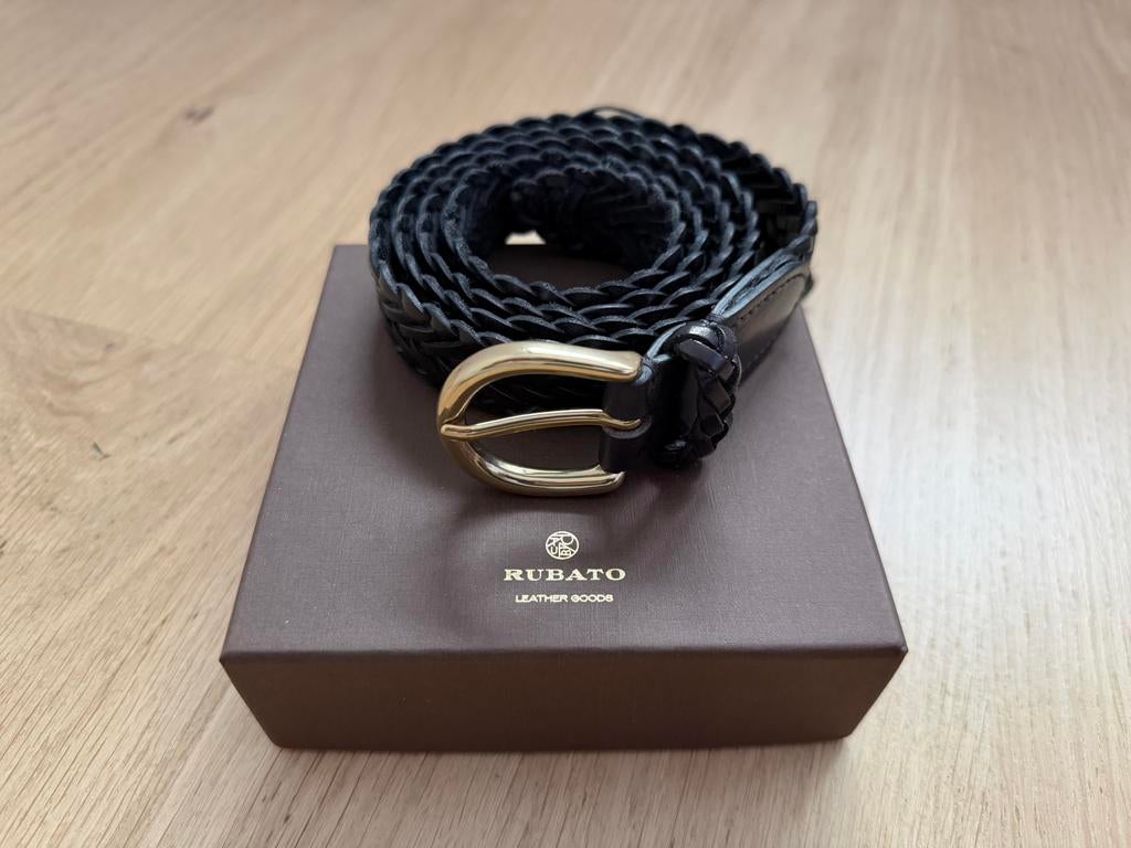 Rubato gevlochten riem zwart leer - Made in Italy - maat 95, Kleding | Heren, Riemen en Ceinturen, Ophalen of Verzenden, Zo goed als nieuw