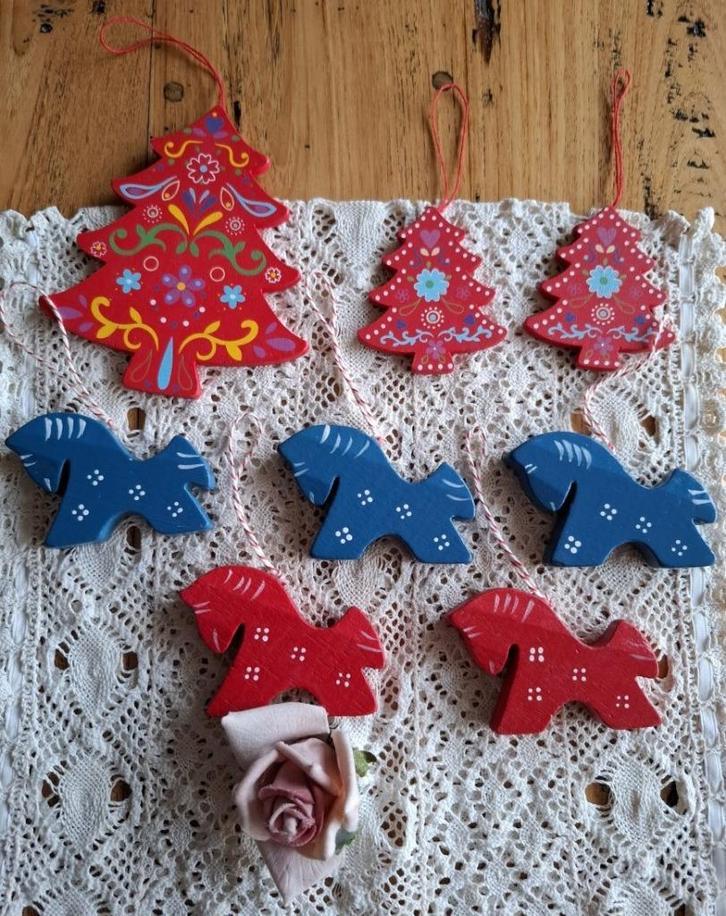 Folklore houten kersthangers, paardjes, kerstbomen, KERST, Diversen, Gebruikt, -, -, Ophalen of Verzenden