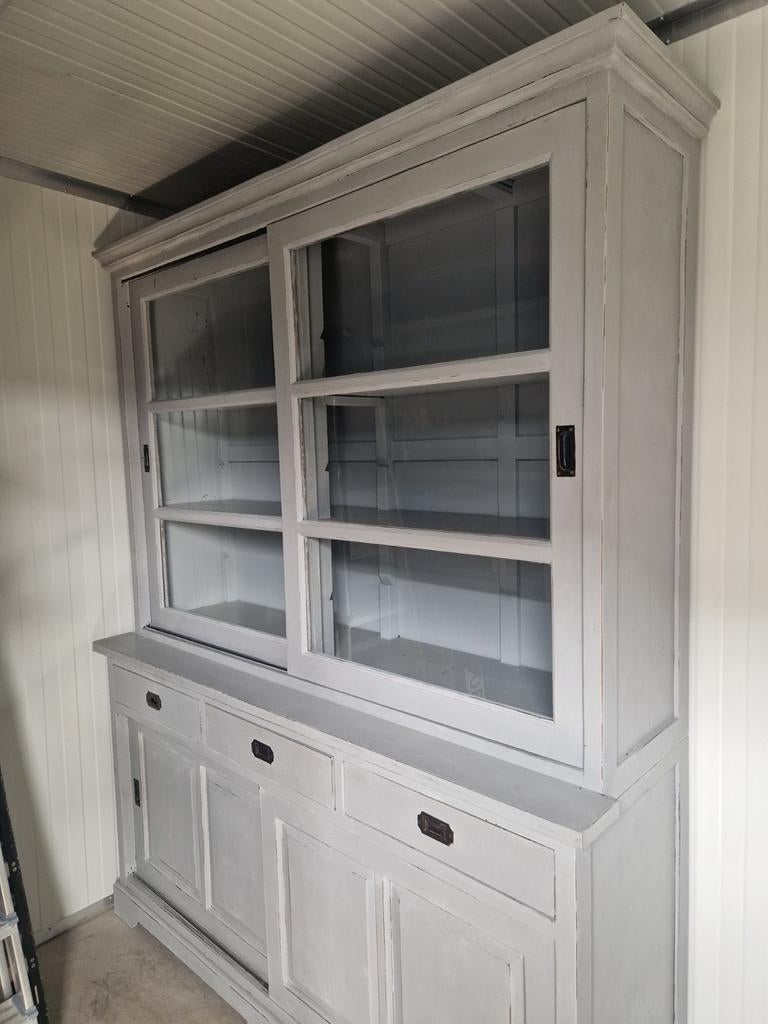 Teakhouten buffetkast geschilderd in Annie Sloan Paris Grey, Ophalen, Gebruikt, 200 cm of meer, Teakhout