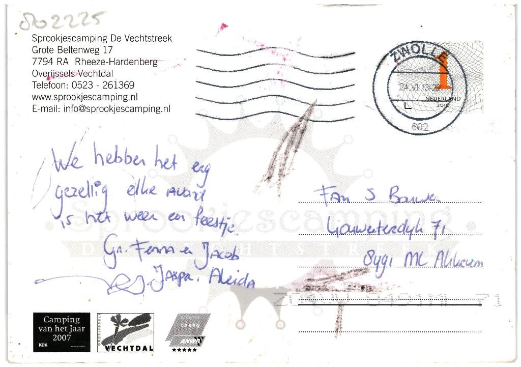 802225 Rheeze 80+ O Hardenberg Sprookjes camping Vechtstreek, Ophalen of Verzenden, 1980 tot heden, Gelopen, Overijssel