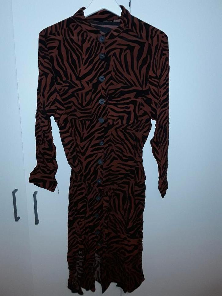 MS Mode Bruin/Zwarte Jurk Met Zebraprint Maat 48, Kleding | Dames, Grote Maten, Nieuw, Jurk, Zwart, Ophalen of Verzenden