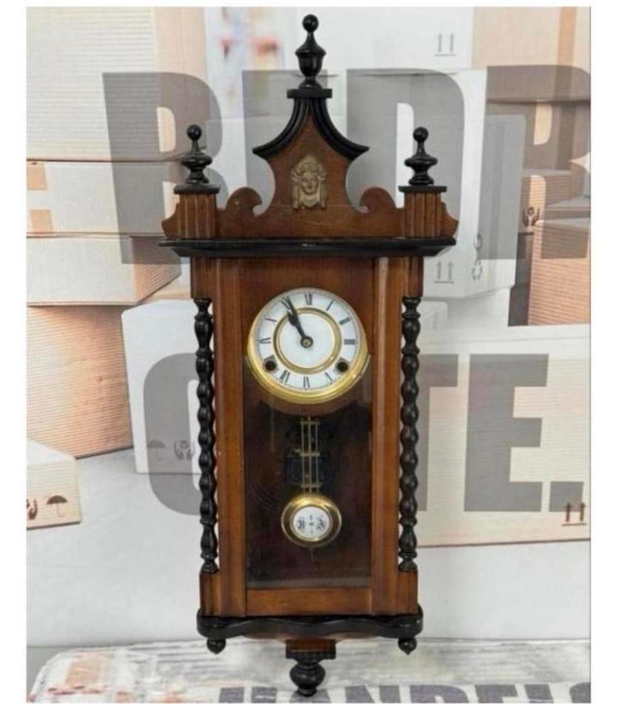 1875-1900 Antiek antieke Klok Velona Regulator hout wandklok, Ophalen of Verzenden