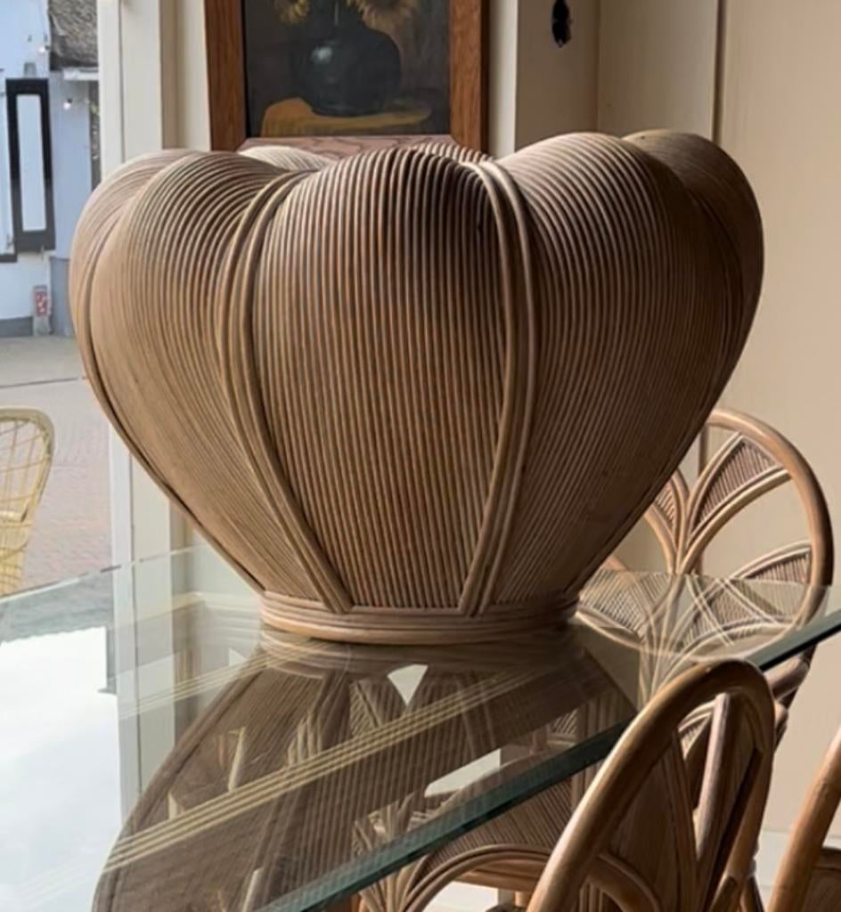 SALE XXL  ‘pencil reed’ rotan bloempot Vivai del Sud vintage, Tuin en Terras, Ophalen, Vintage, Rond, Zo goed als nieuw