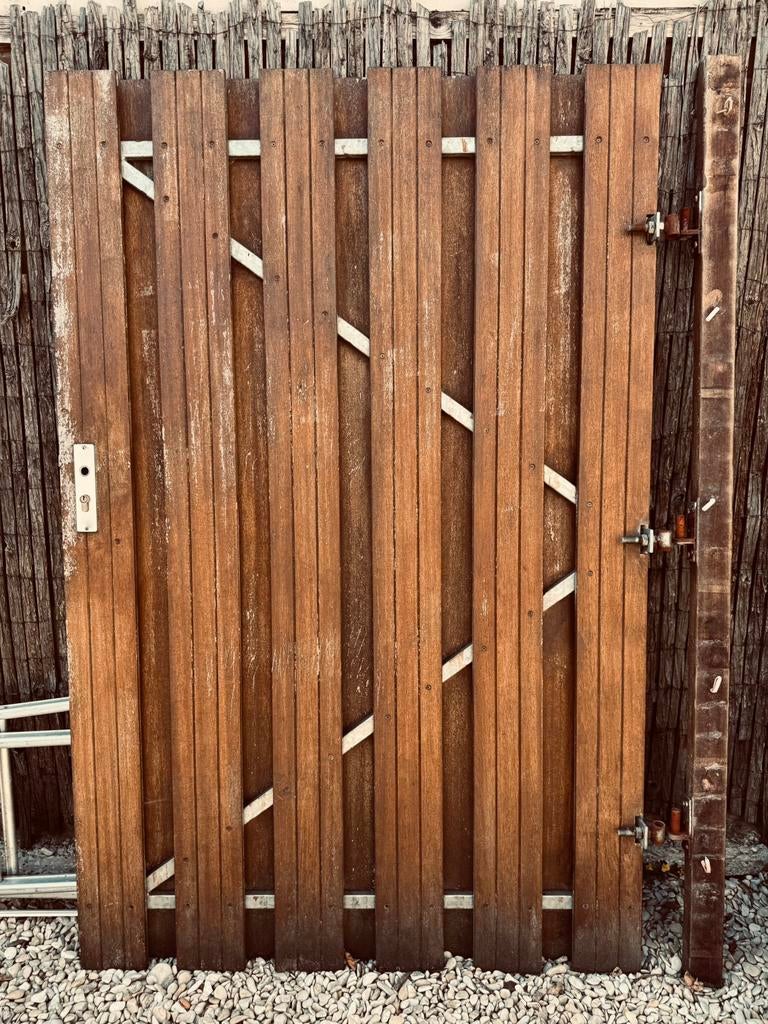 Hardhouten tuindeur schuttingdeur poortdeur, Tuin en Terras, Tuinpoorten, Ophalen, Gebruikt, 100 tot 150 cm, Draaipoort