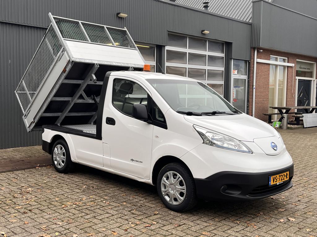 Nissan e-NV200 24kWh Elektrische Kipper Openlaadbak met Airc, Auto's, Bestelauto's, Stof, Gebruikt, Zwart, Wit