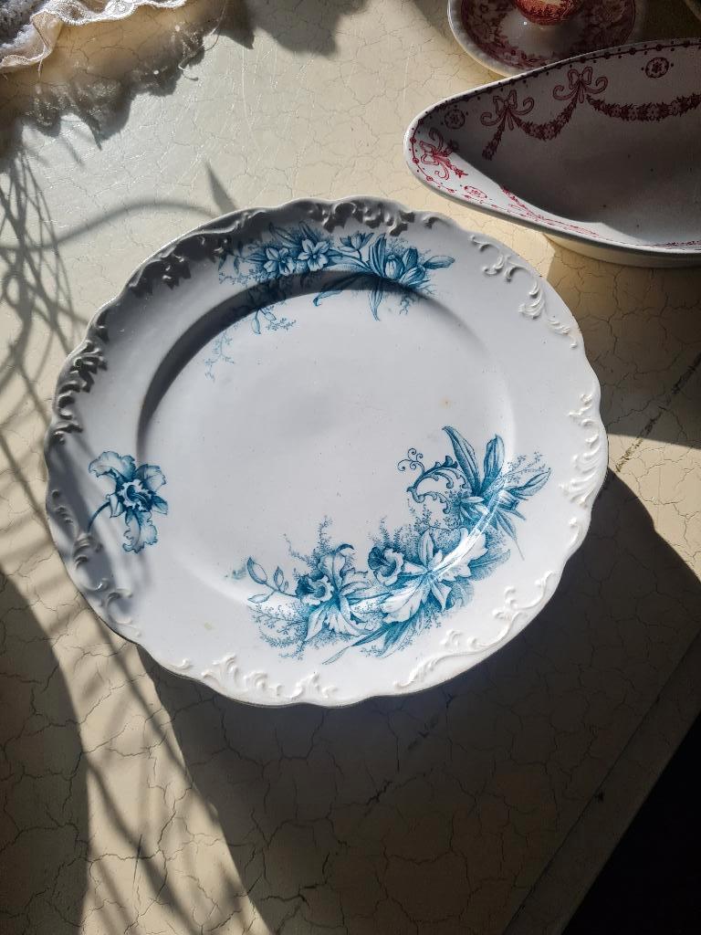 5 ontbijt bordjes Petrus Regout Orchidee  blauw p/st 3.95, Antiek en Kunst, Antiek | Servies los, Ophalen of Verzenden