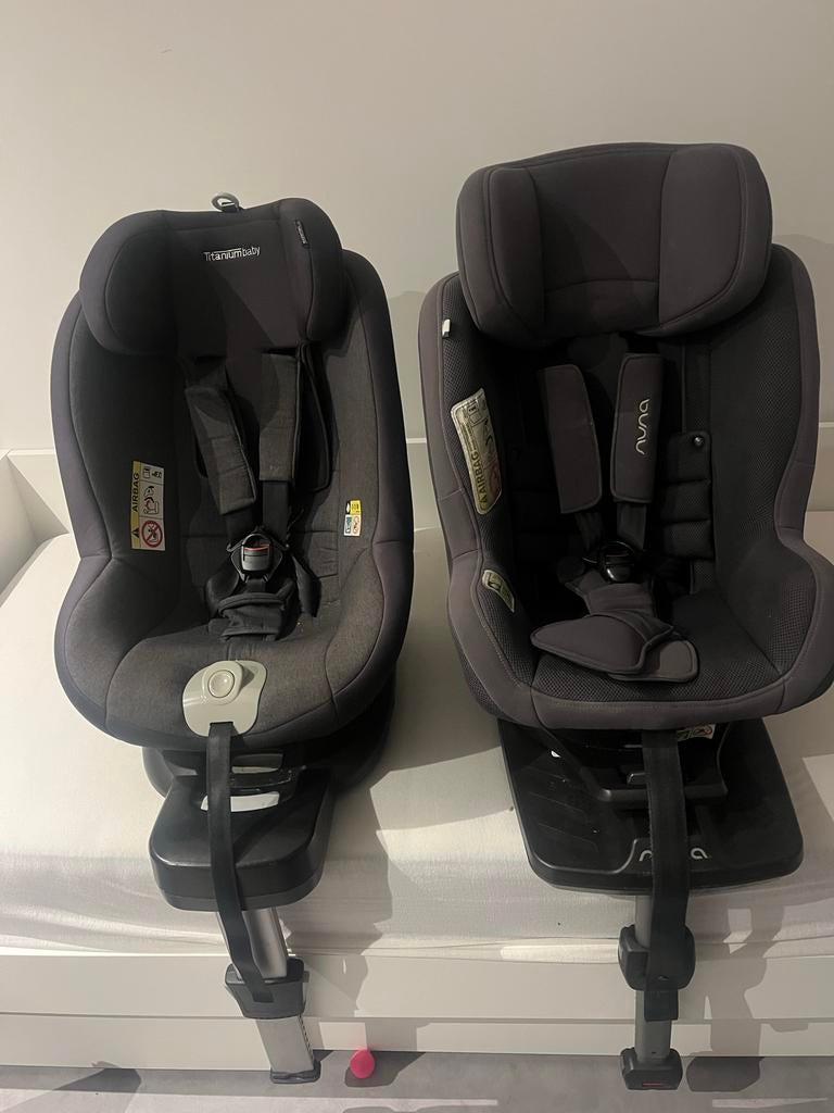 Nuna Rebl Plus & Titanium Baby autostoelen met verkleiner, Gebruikt, 0 t/m 18 kg, Verstelbare rugleuning, Isofix
