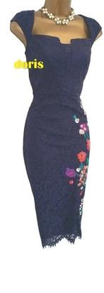 geborduurde jurk Karen Millen maat 16/44, Karen Millen, Blauw, Maat 42/44 (L), Ophalen of Verzenden