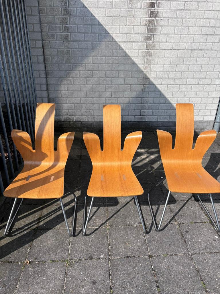 Variér Designed By Peter Opsvik houten vintage stoelen, Ophalen, Bruin, Vintage, Zo goed als nieuw