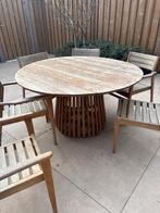 Teak hout tuintafel rond diameter 140cm, Tuin en Terras, Tuintafels, Ophalen, Gebruikt, Rond, Hout