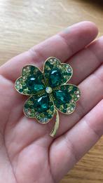Good Luck - klavertje vier broche, Sieraden, Tassen en Uiterlijk, Broches, Overige materialen, Nieuw, Ophalen of Verzenden, Goud