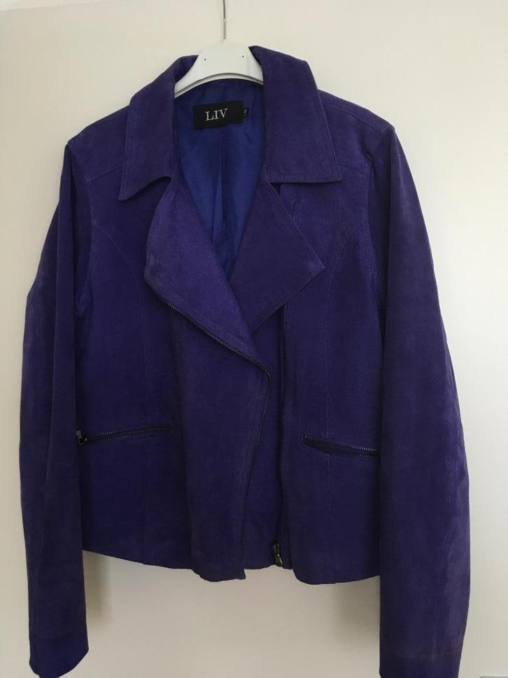 Suède echte leren jas maat 42/44, Kleding | Dames, Jassen | Winter, Zo goed als nieuw, Maat 42/44 (L), Zwart, Ophalen of Verzenden
