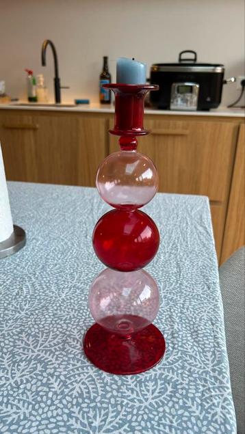 Kandelaar Anna+Nina roze en rood 29 cm beschikbaar voor biedingen