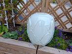 Witte Glazen Vaas met versiering erop, Wit, Ophalen of Verzenden, Minder dan 50 cm, Glas