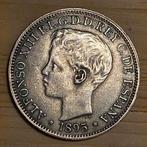 Spanje. Alfonso XIII. 1 Peso - 5 Pesetas 1895 - Puerto Rico, Ophalen of Verzenden, Midden-Amerika, Losse munt, Zilver