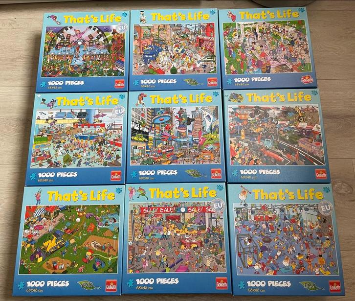 9 That's Life Puzzels - 1000 Stukjes, Hobby en Vrije tijd, Denksport en Puzzels, Gebruikt, Legpuzzel, 500 t/m 1500 stukjes, Ophalen