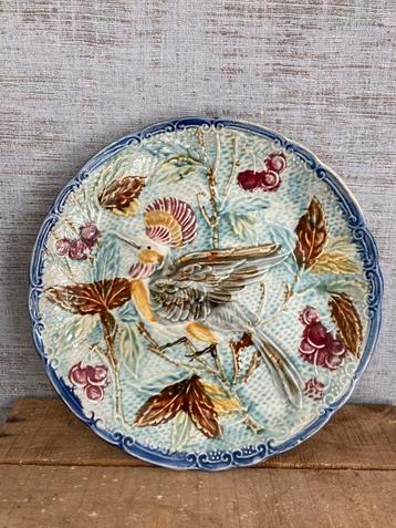 Vintage Frans barbotine ( majolica) bord -  ca. 1900 beschikbaar voor biedingen