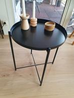Zwart metalen IKEA bijzettafeltje, Ophalen, Minder dan 55 cm, Metaal of Aluminium, Rond