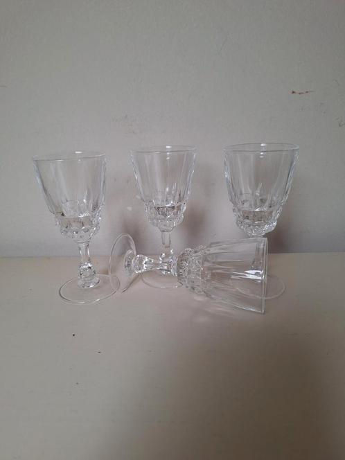 4 Vintage Cristal d'Arques Pompadour sherry port glazen 80's, Verzamelen, Glas en Borrelglaasjes, Overige typen, Ophalen of Verzenden
