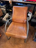 Vintage leren stoel merk jess design, Huis en Inrichting, Ophalen, Gebruikt, 75 tot 100 cm, Nvt