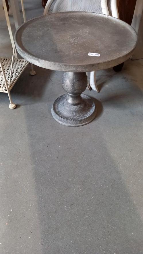 Aluminium fruitschaal op poot, Huis en Inrichting, Tafels | Bijzettafels, Gebruikt, Rond, Minder dan 45 cm, Minder dan 55 cm, Metaal of Aluminium