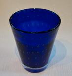 Vintage Murano Pulegose Vaasje, Blauw, Ophalen of Verzenden, Minder dan 50 cm, Glas