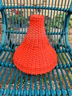 Vintage oranje gevlochten lampenkamp, Overige materialen, Gebruikt, Vintage/ brocante, Ophalen of Verzenden